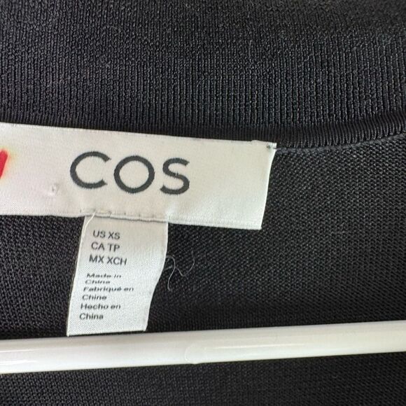 COS Black Collared V-Neck Viscose Double Slit Maxi Dress Size XS - Picture 2 of 12